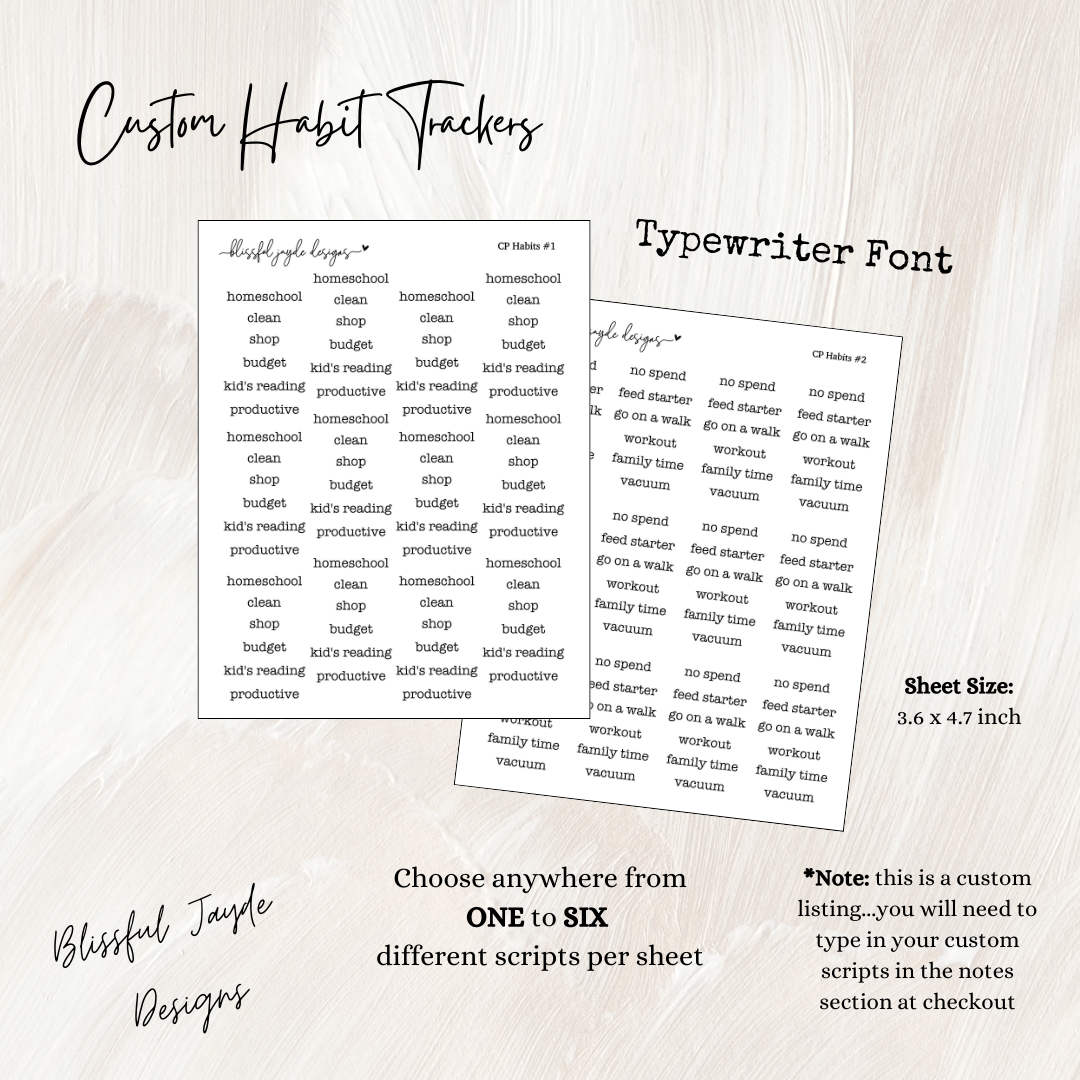 Custom Typewriter Habit Trackers