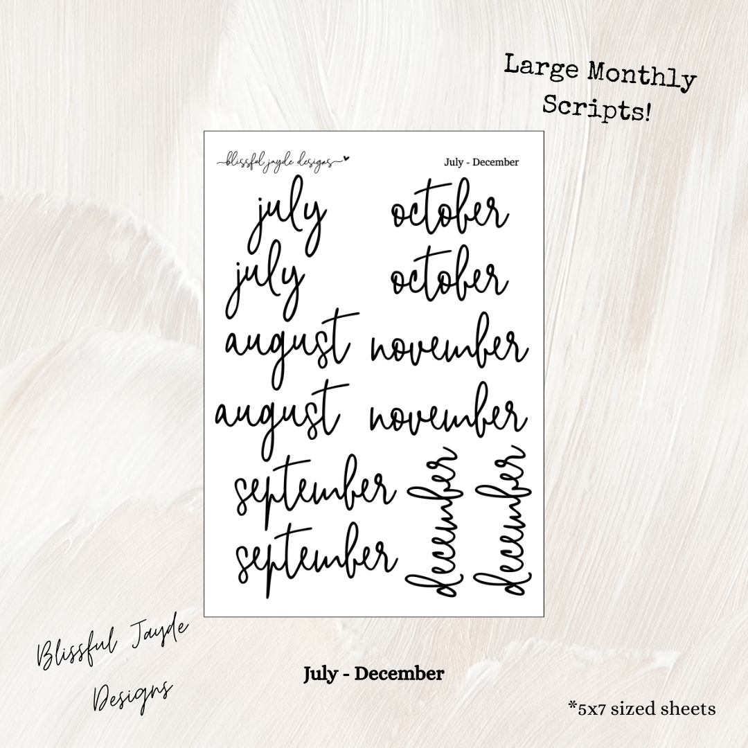 Large Monthly Stickers