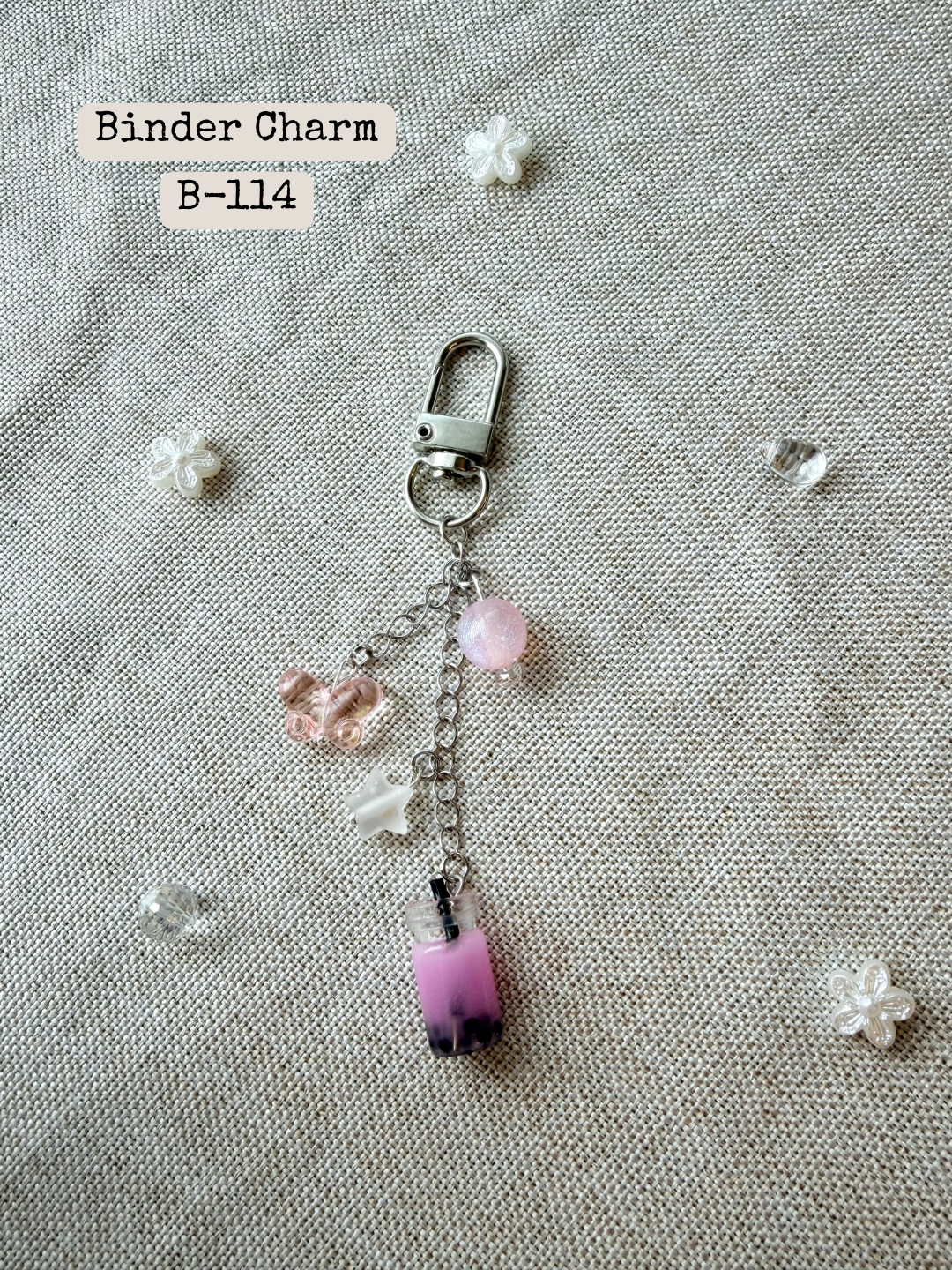 Pink Boba Binder Charm: B-114