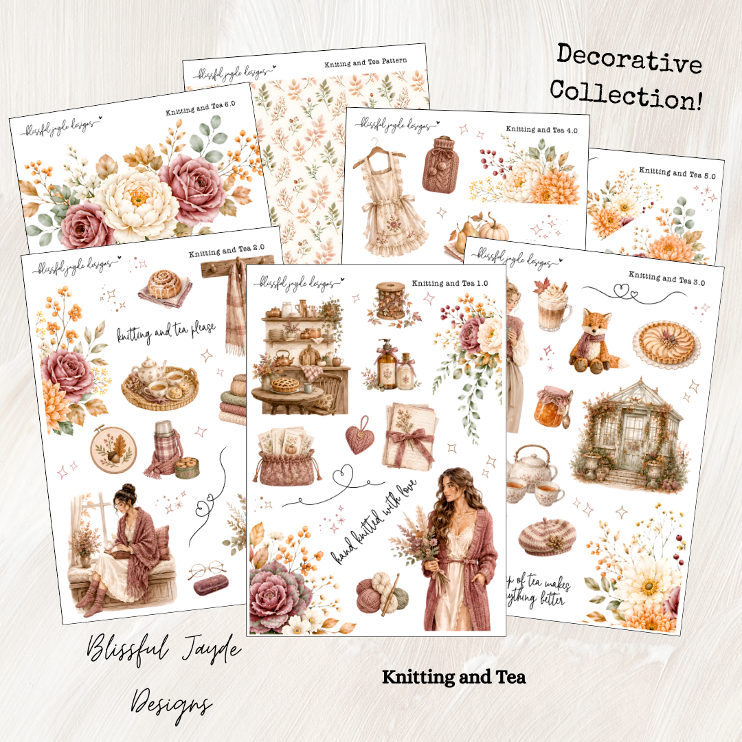 Knitting and Tea Decorative Collection