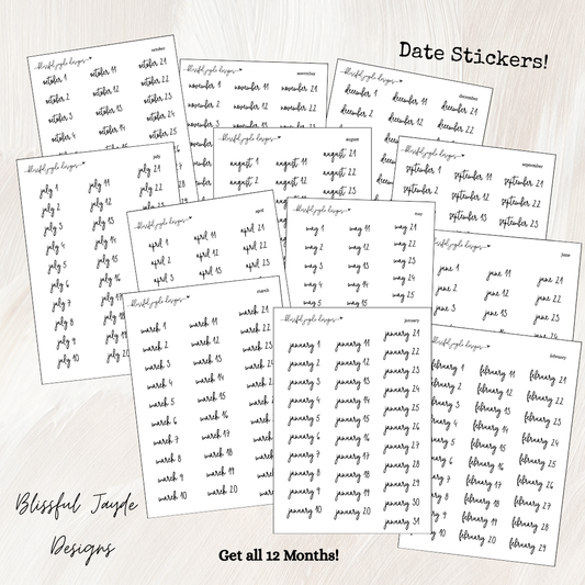 Monthly Date Stickers