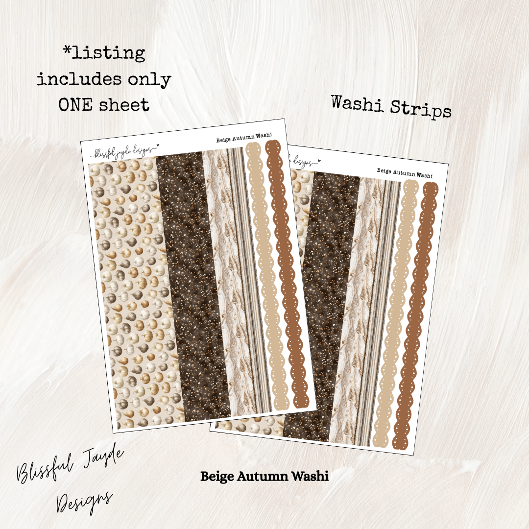 Beige Autumn Washi Strips