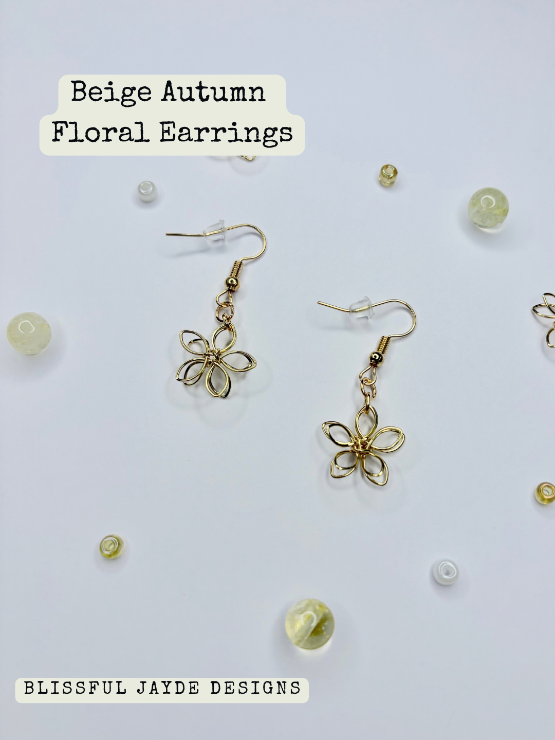 Beige Autumn Floral Earrings