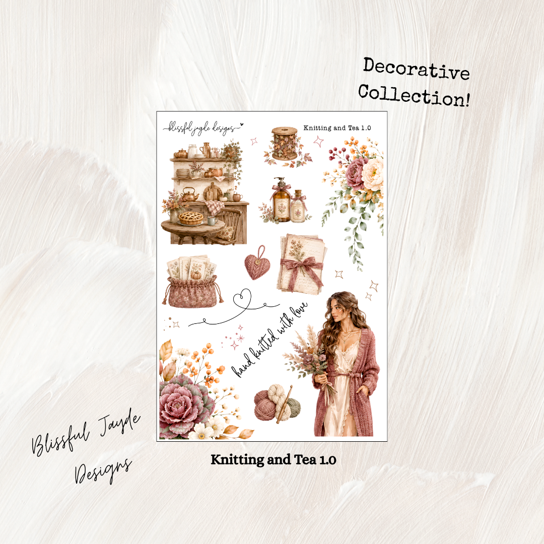 Knitting and Tea Decorative Collection