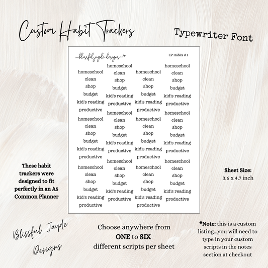 Custom Typewriter Habit Trackers