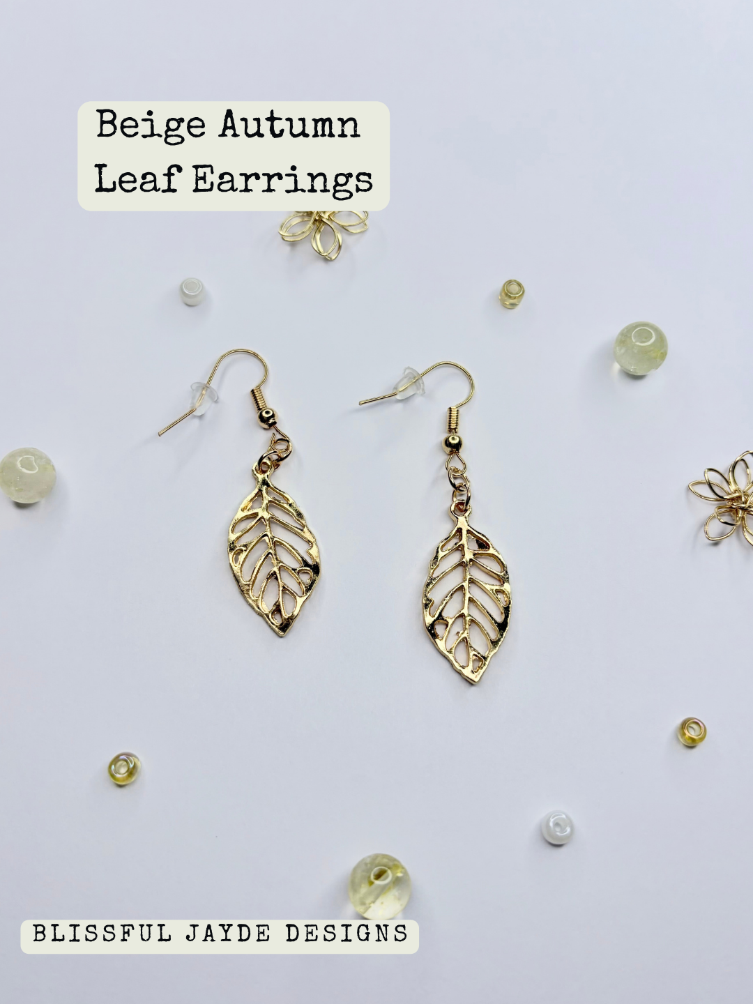 Beige Autumn Leaf Earrings