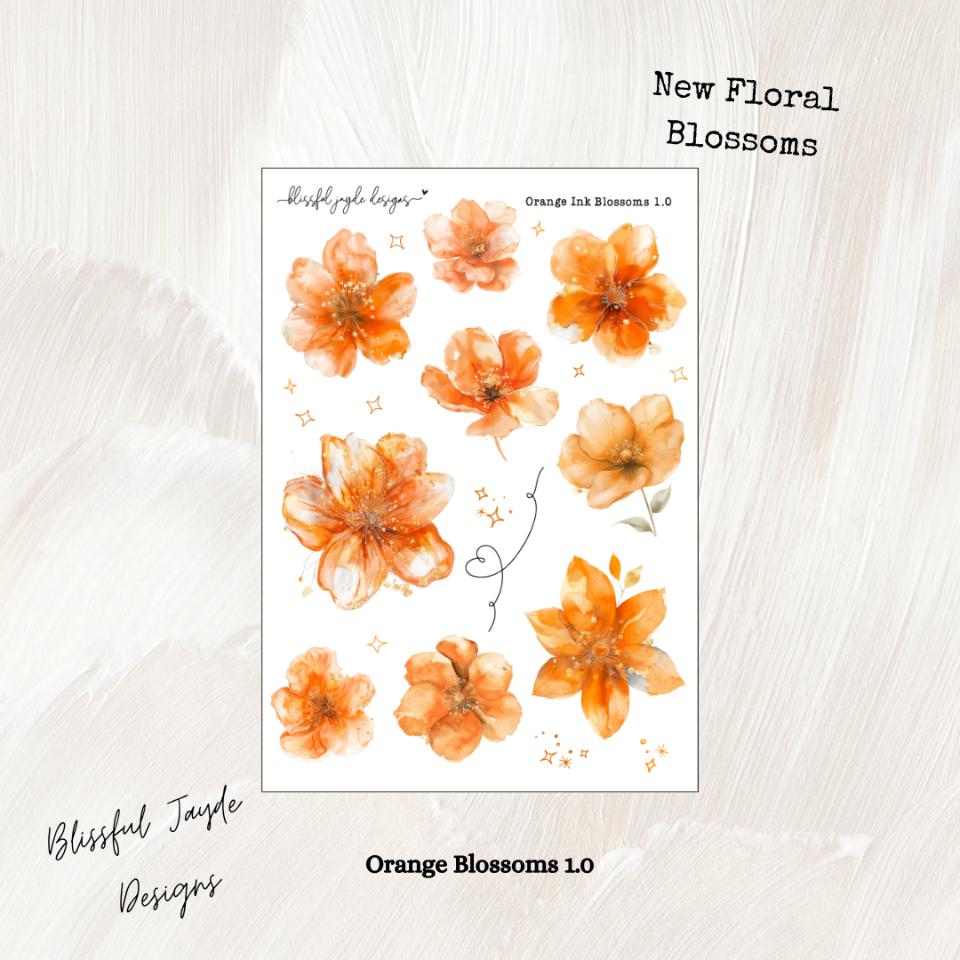 Orange Ink Blossom Florals