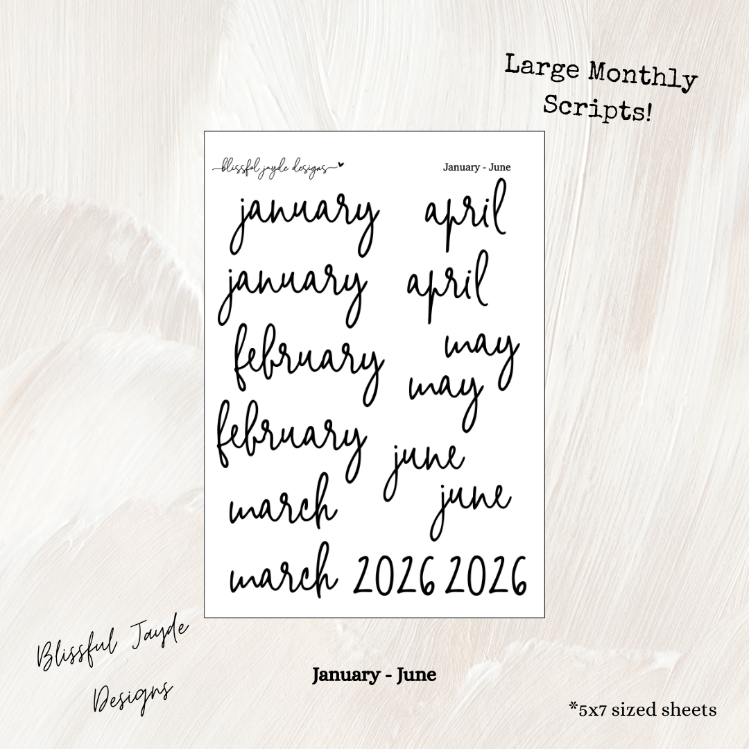 Large Monthly Stickers