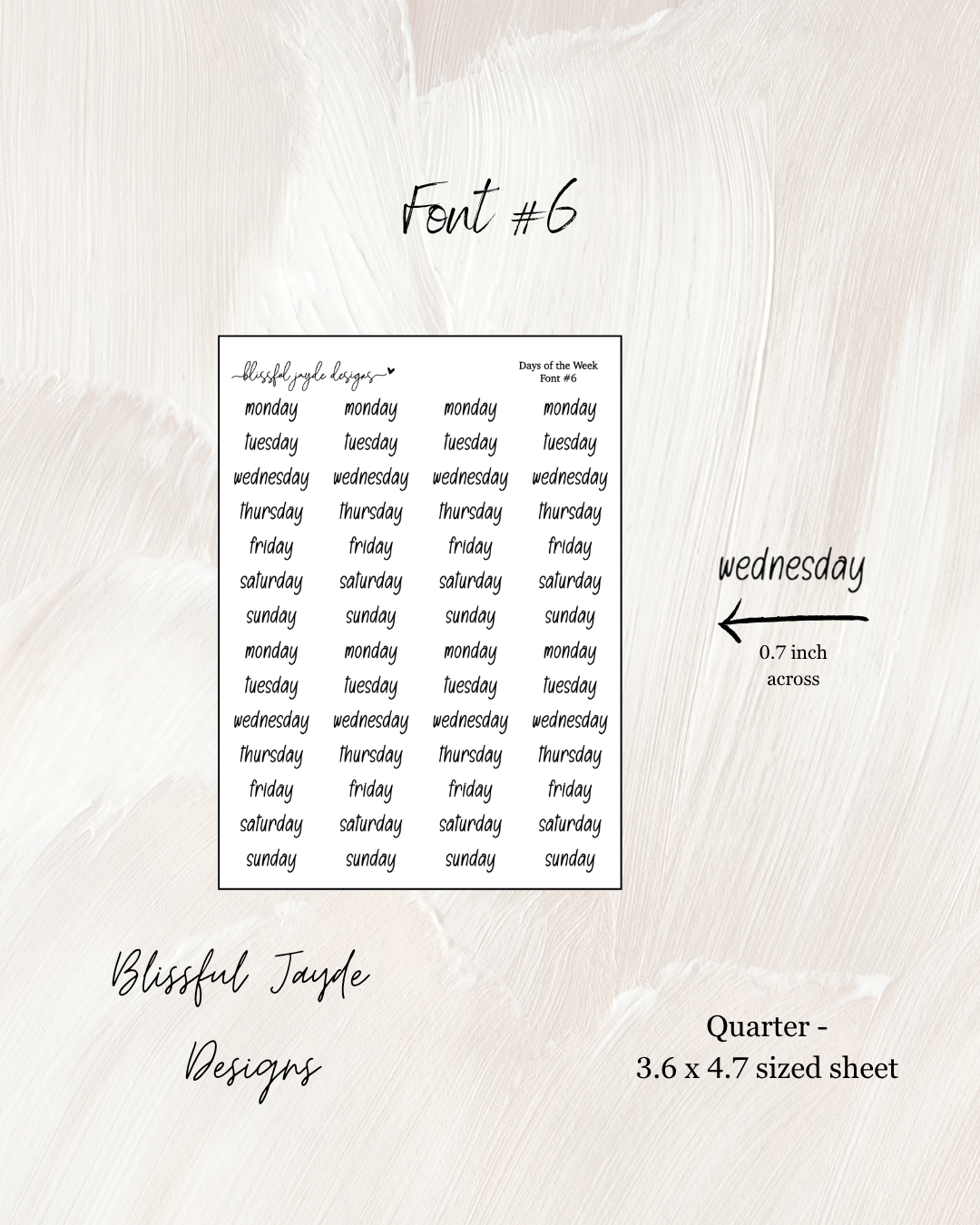 Abbreviated Days of the Week - Font #7