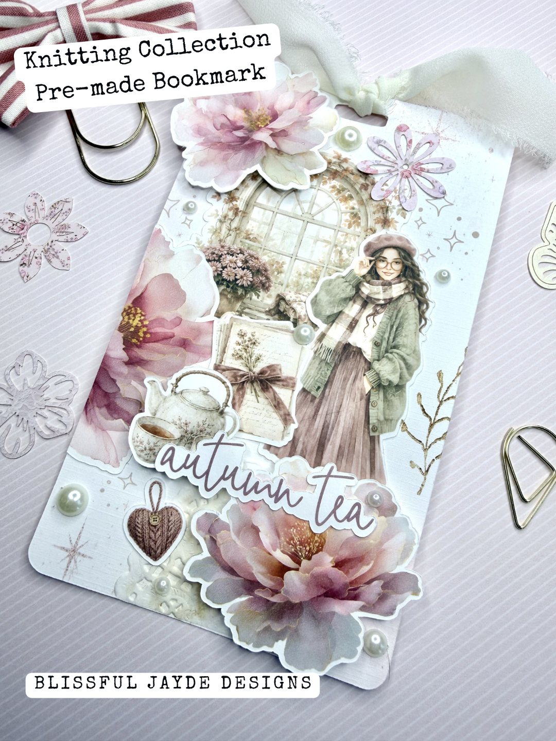 Knitting Collection PREMADE Bookmark