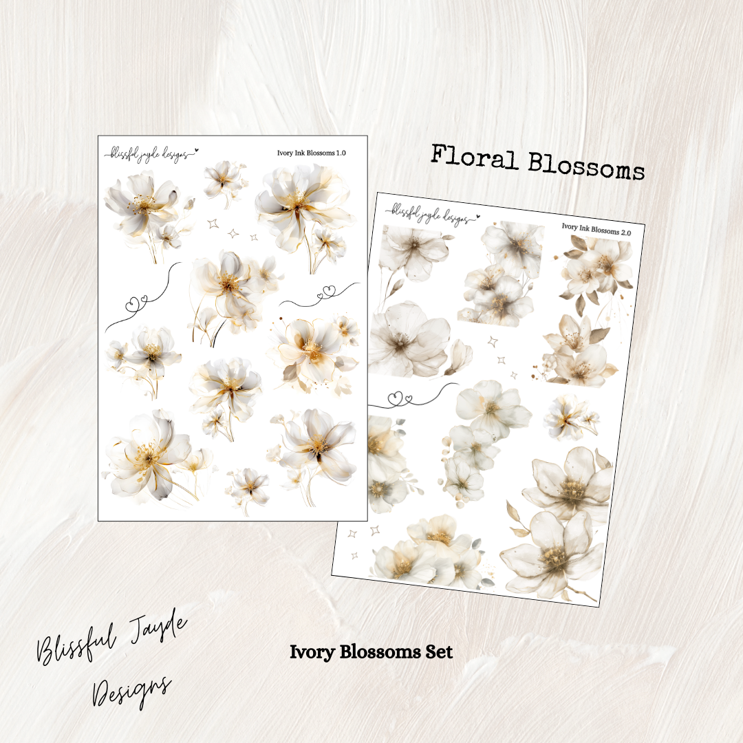 Ivory Ink Blossom Florals