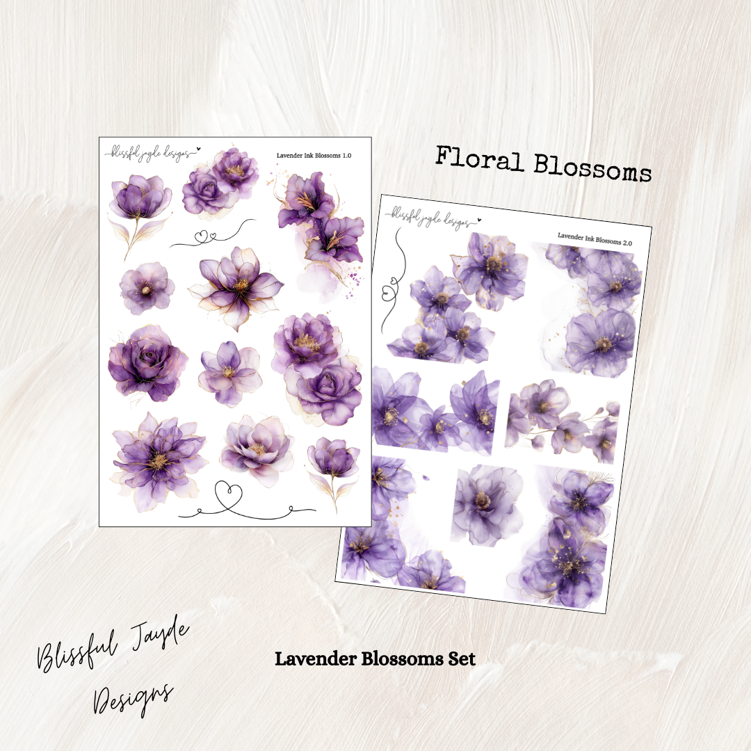 Lavender Ink Blossom Florals