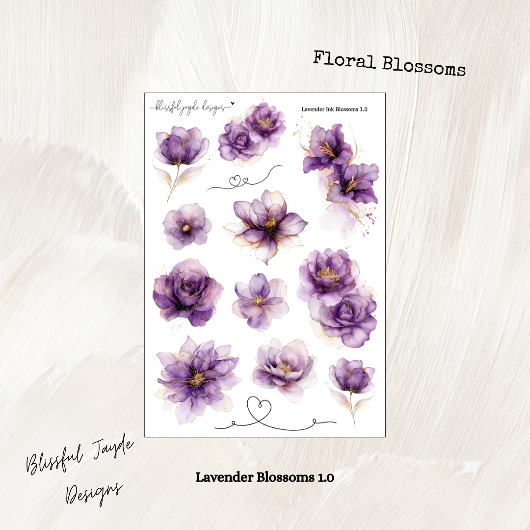 Lavender Ink Blossom Florals