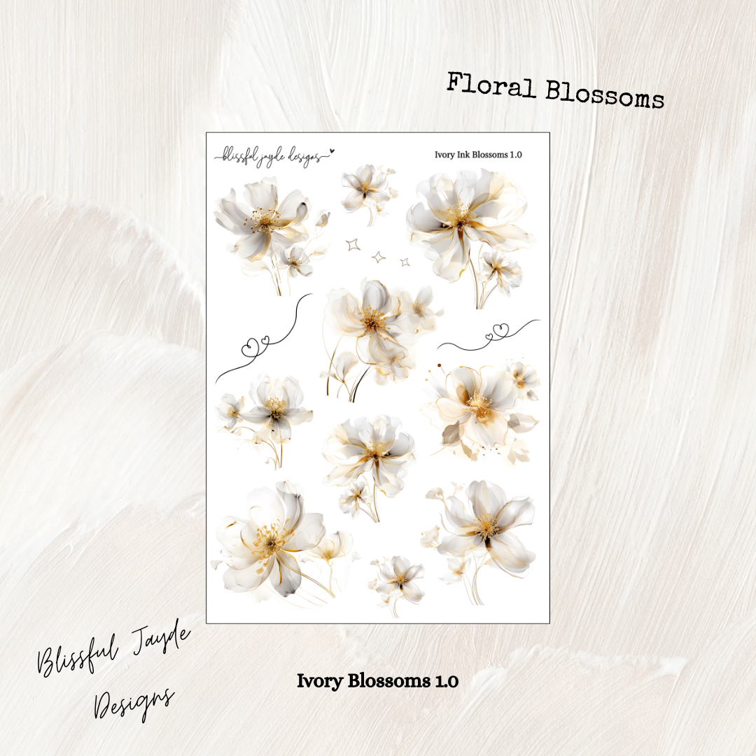 Ivory Ink Blossom Florals