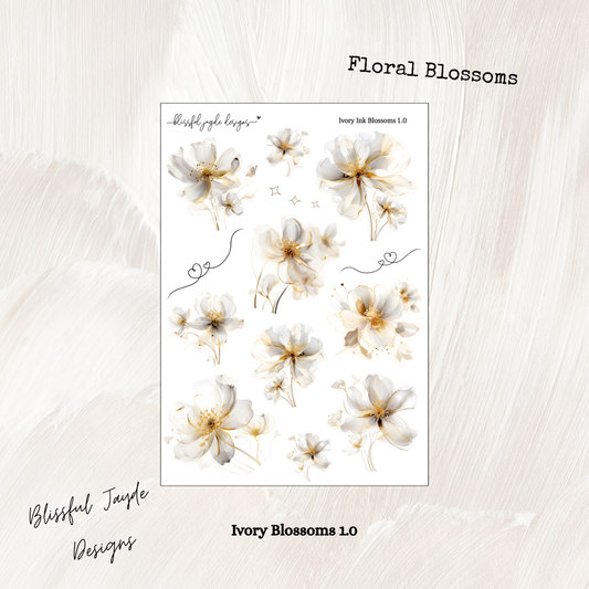 Ivory Ink Blossom Florals