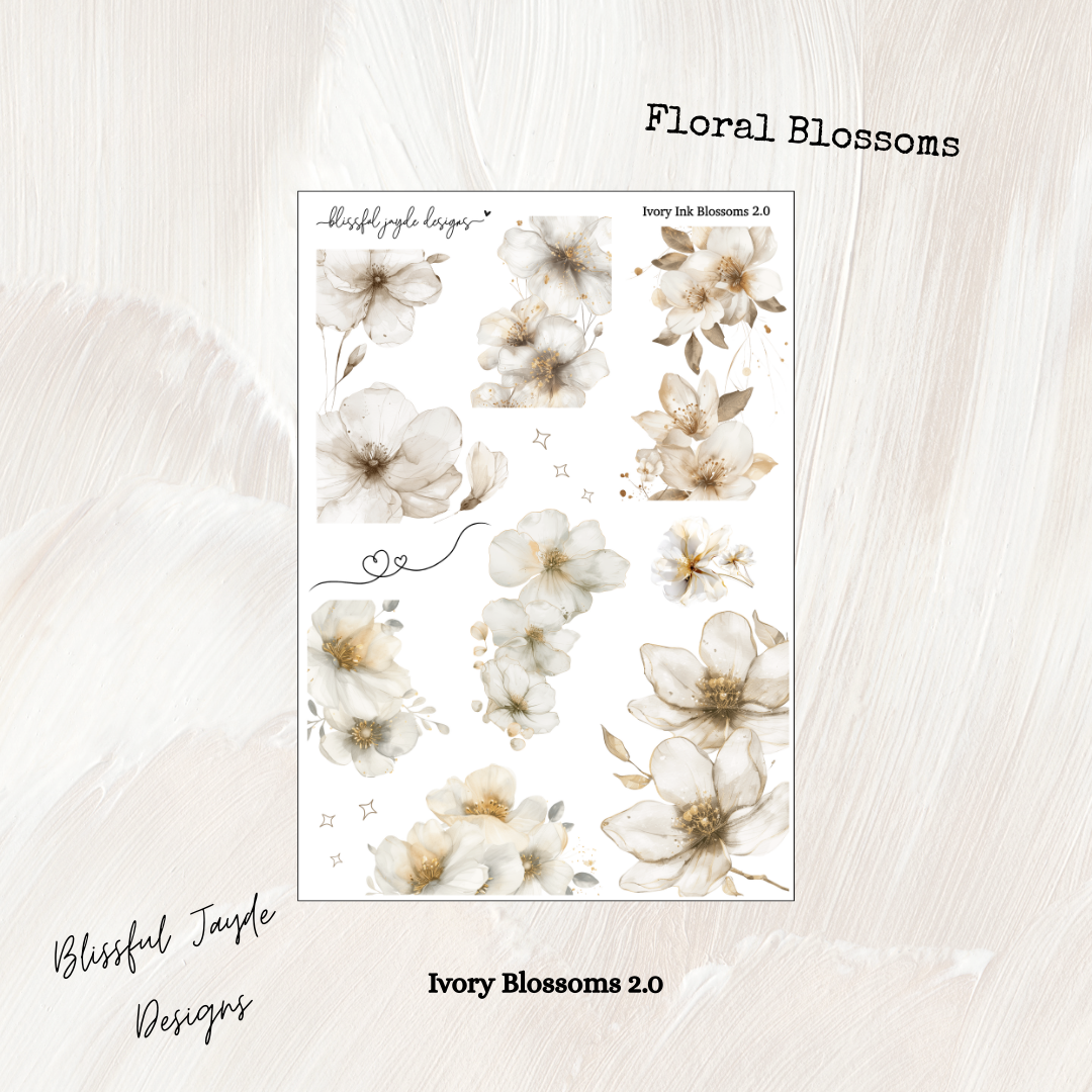 Ivory Ink Blossom Florals