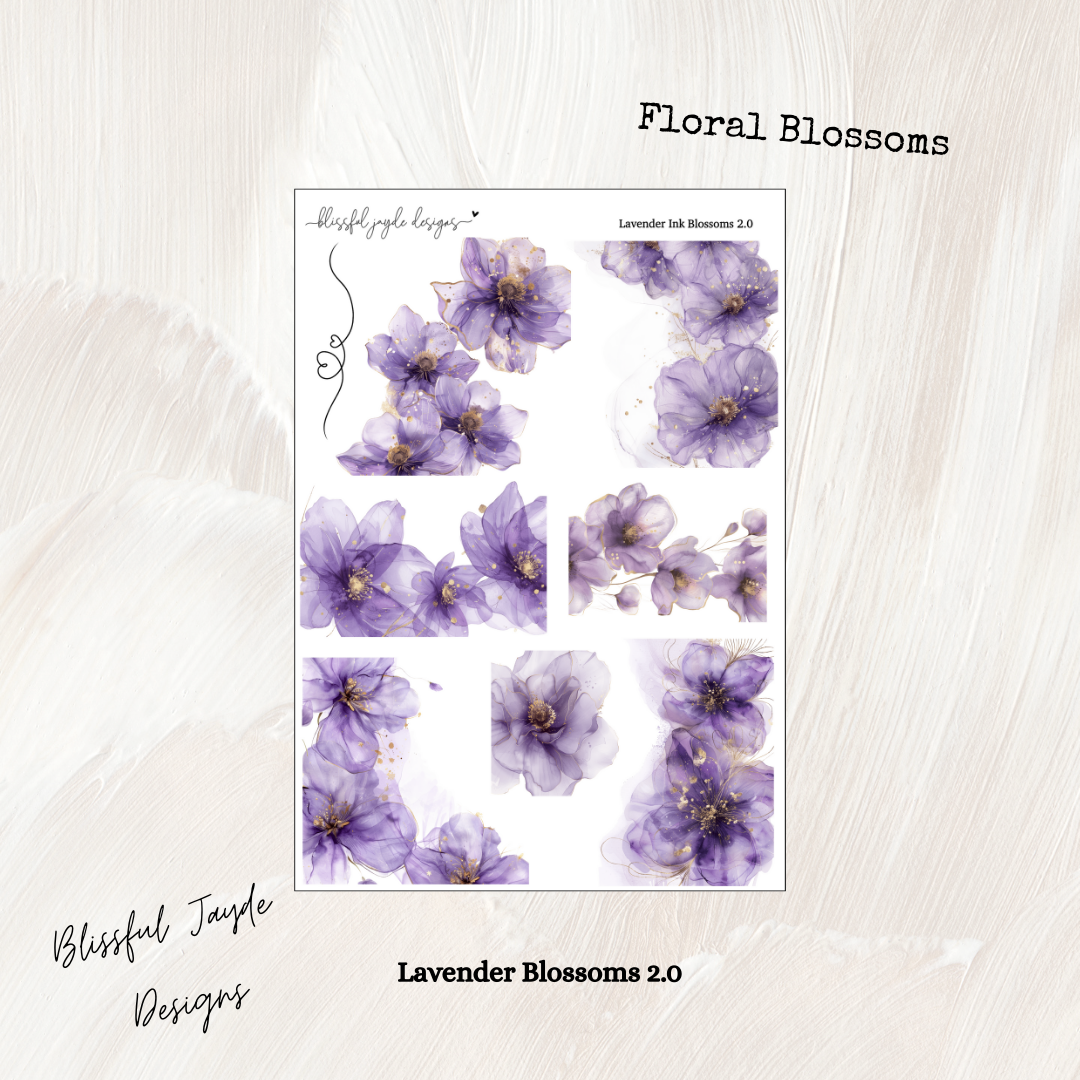 Lavender Ink Blossom Florals