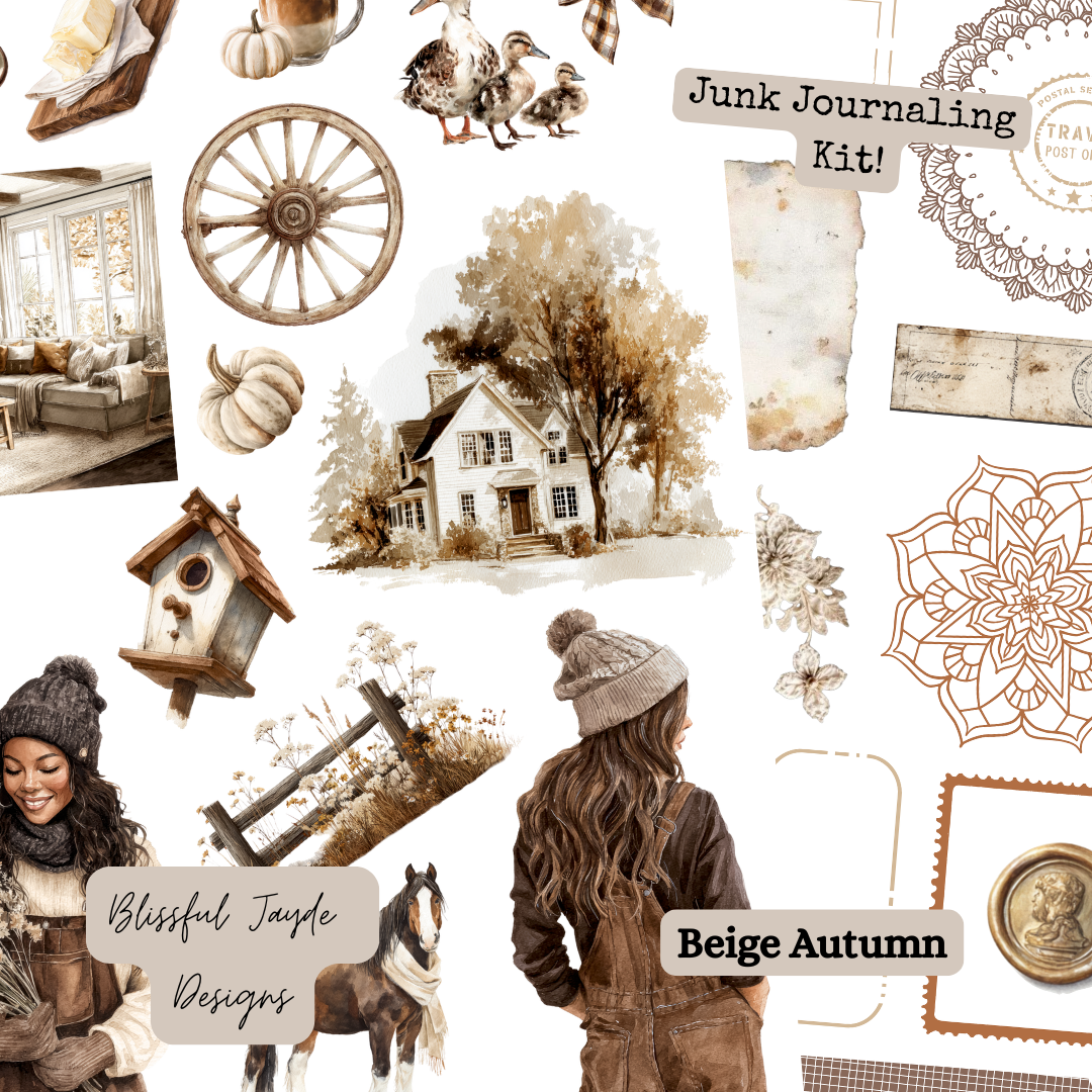 Beige Autumn Junk Journaling Kit