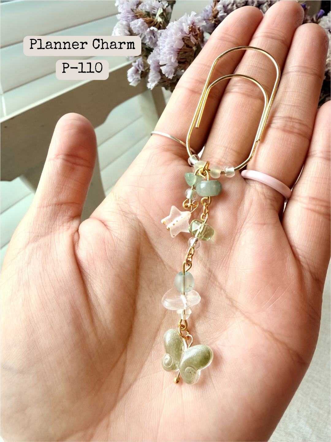 Green Butterfly Planner Charm: P-110