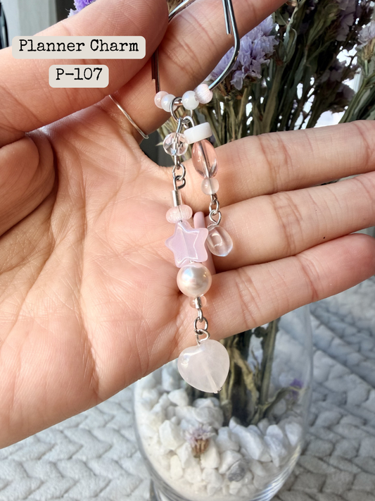 Pink Heart Planner Charm: P-107