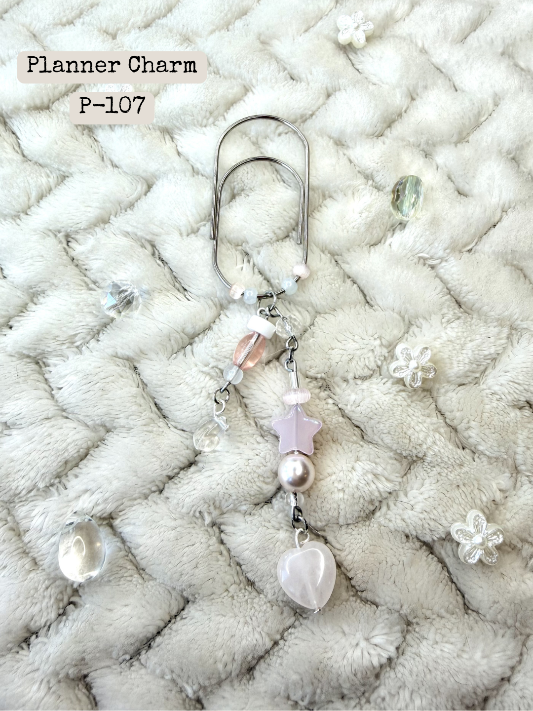 Pink Heart Planner Charm: P-107