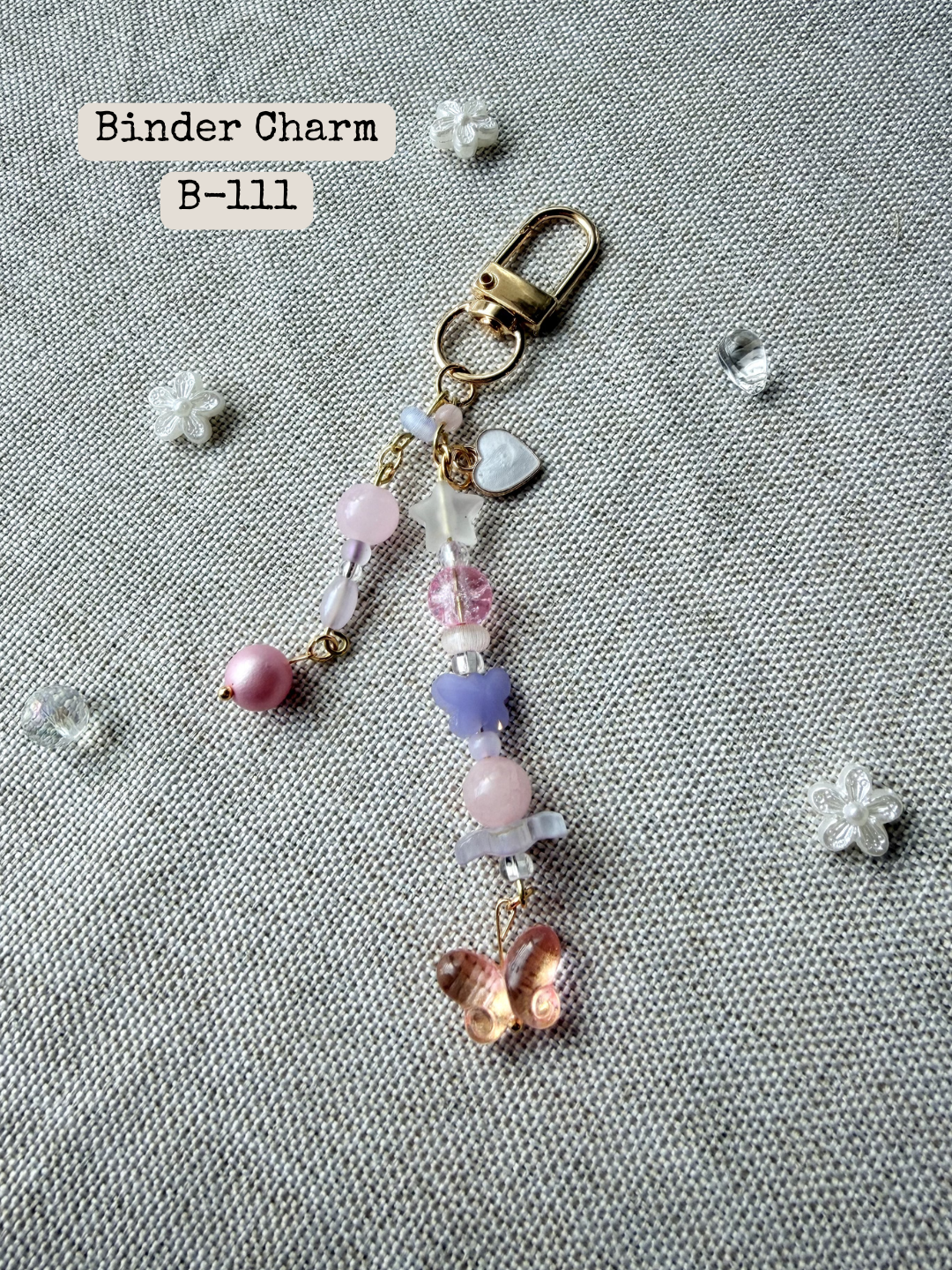Pink Butterfly Binder Charm: B-111