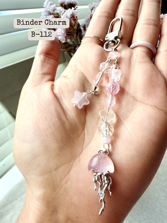Pink Jellyfish Binder Charm: B-112