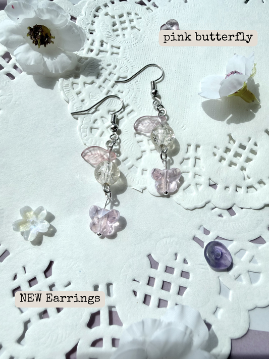 Pink Butterfly Earrings