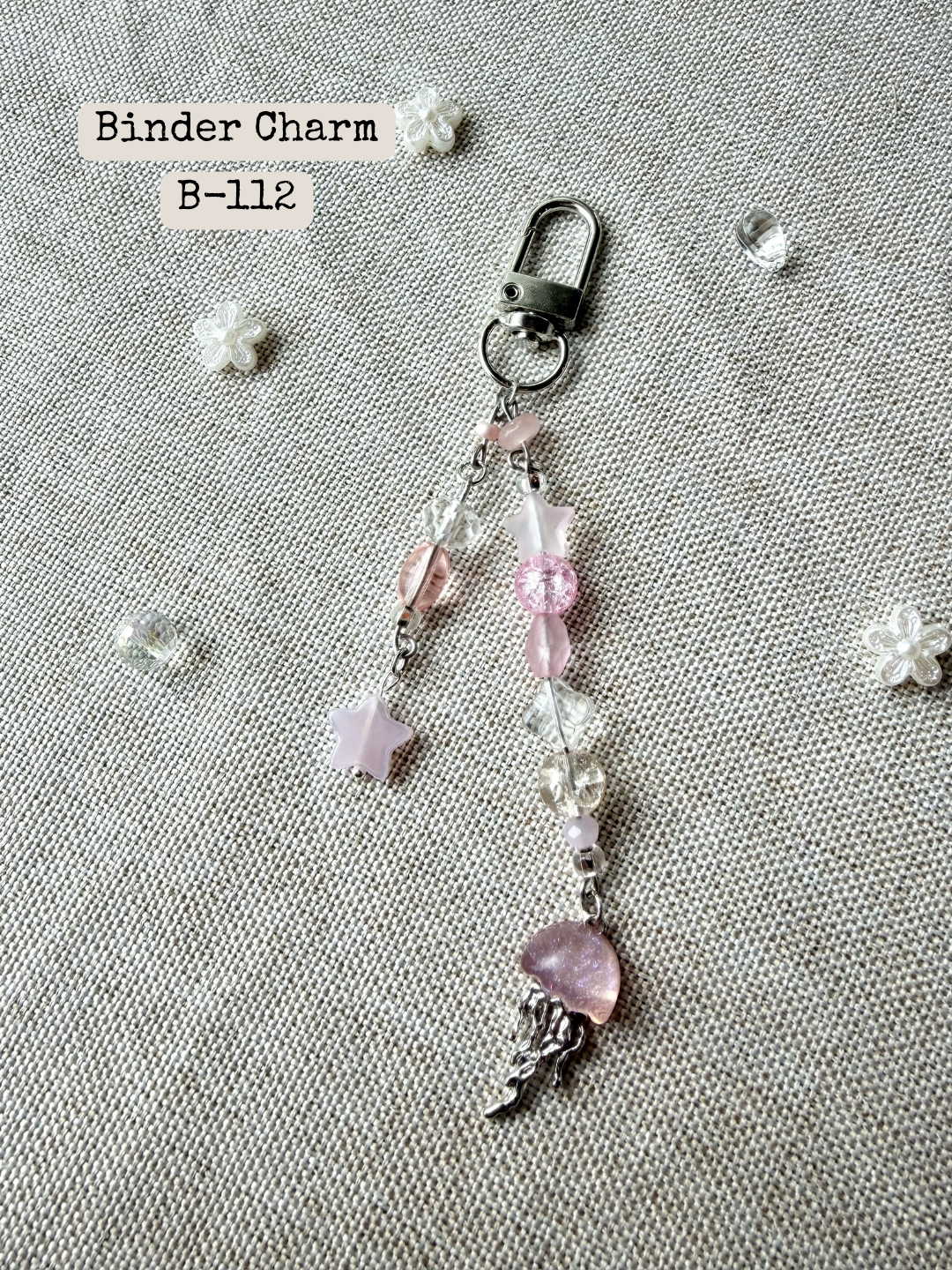 Pink Jellyfish Binder Charm: B-112