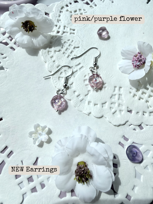 Pink Flower Earrings