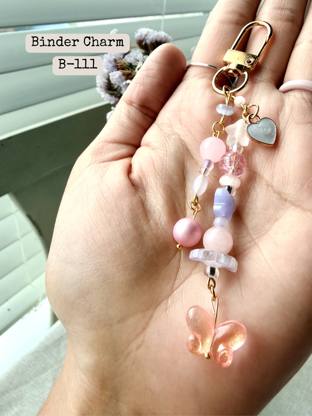Pink Butterfly Binder Charm: B-111