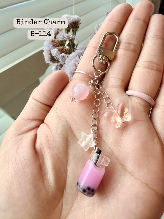 Pink Boba Binder Charm: B-114